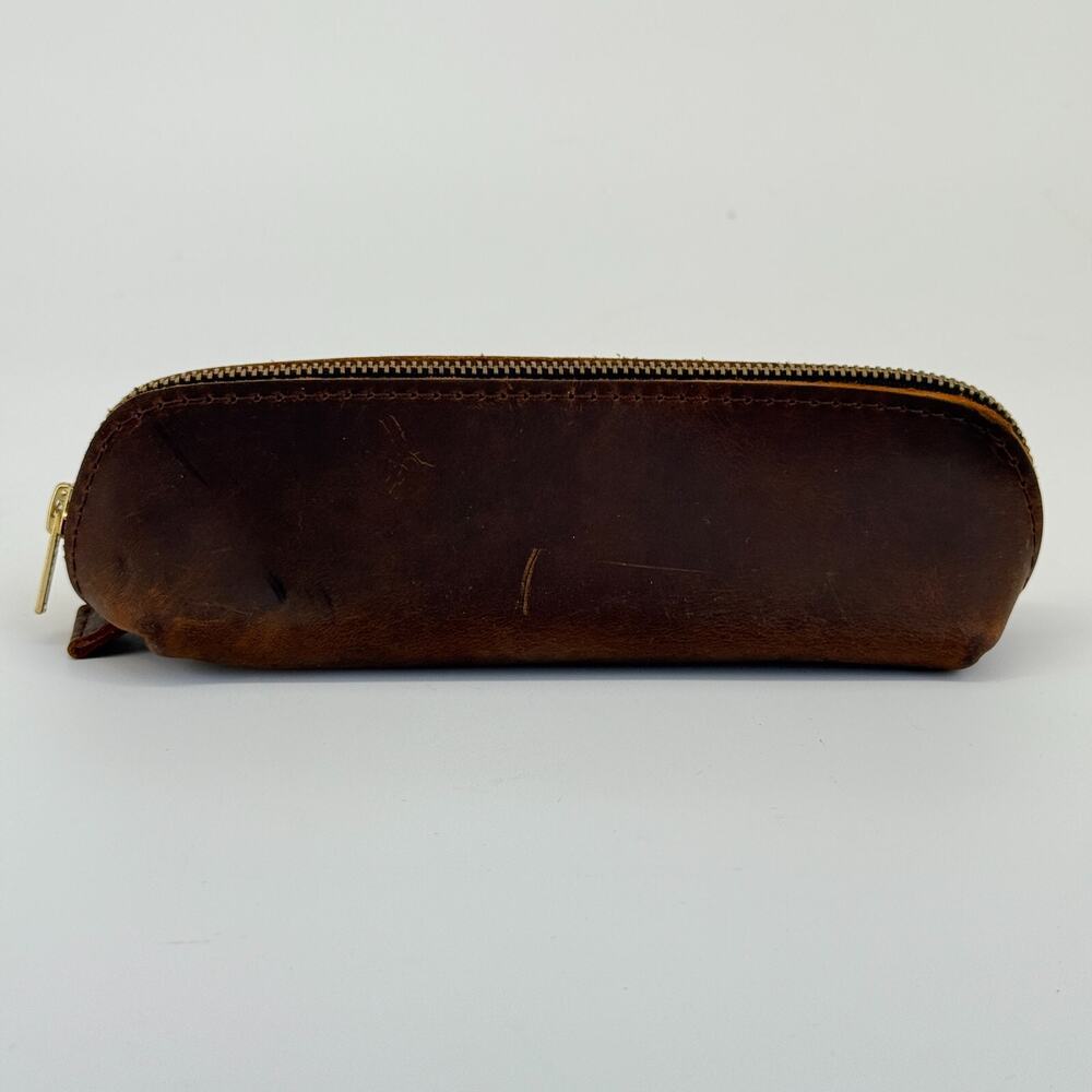 Portland‎ Leather Goods Brown The Sidekick Pouch Small Leather Zipper Bag SLG - Picture 2 of 9